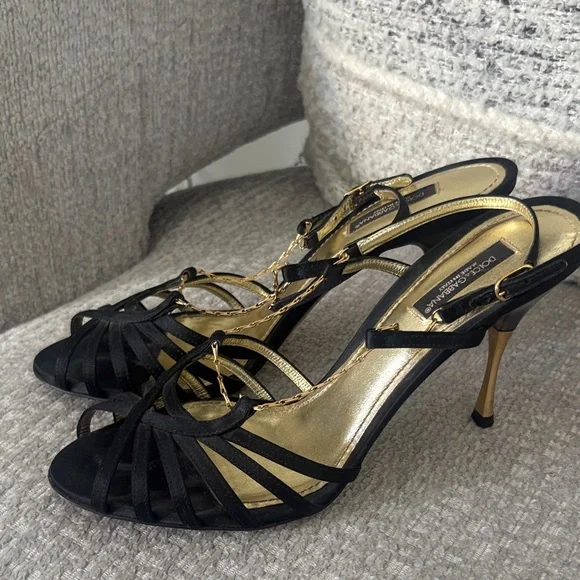 Dolce & Gabbana Black and Gold Heels